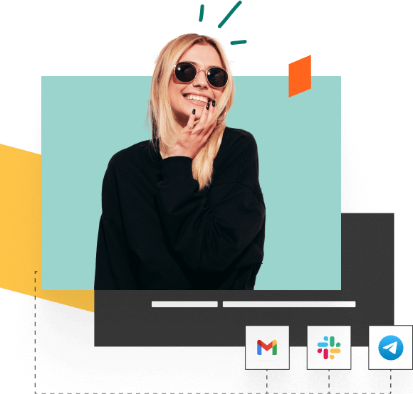Aryan, the blonde, dressed in a black tops with a smile on her face